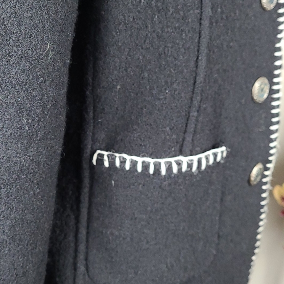 CONTEMPORAINE Petite Blazer Jacket Black White Wool Size Medium - Picture 5 of 8